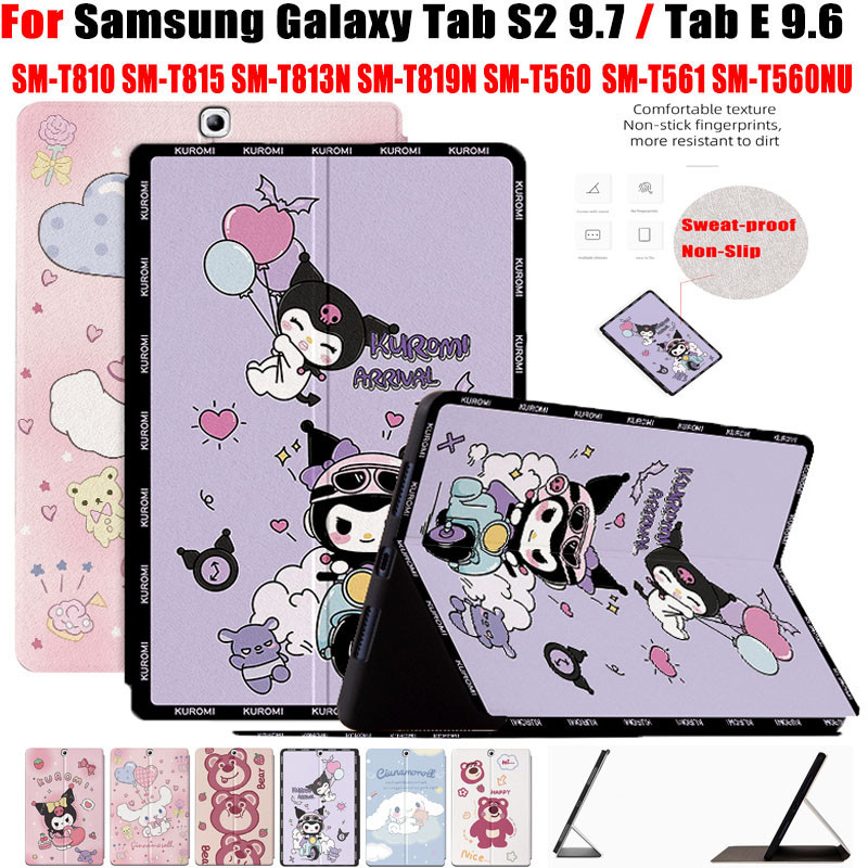 สําหรับ Samsung Galaxy Tab S2 8.0 S2 9.7 Tab E 9.6 SM-T716 SM-T710 SM-T810 SM-T816 SM-T560 SM-T561 แฟชั่นน่ารักสตรอเบอร์รี่หมีคุณภาพสูง PU หนังฝาครอบ