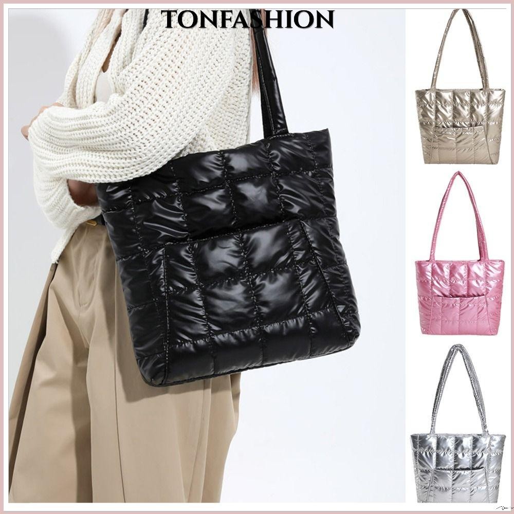 Tonfashion กระเป๋าถือ กระเป๋าช้อปปิ้ง ผ้าฝ้าย ความจุขนาดใหญ่ แฟชั่นสําหรับผู้หญิง