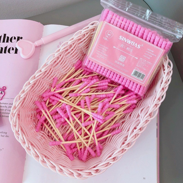 คอตตอนบัด 100ชิ้น ไม้ปั่นหู ไม้แคะหู สำลีไม้ สำลีเช็ดเครื่องสำอาง Cotton Buds