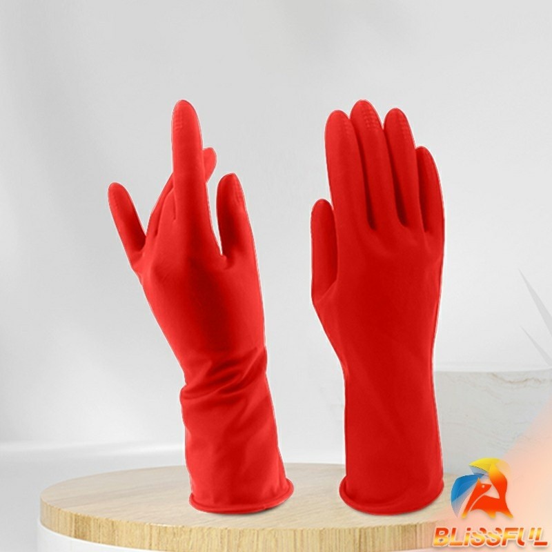 B.F ถุงมือล้างจาน ถุงมือยาง  อุปกรณ์ชะล้าง สีแดง latex gloves
