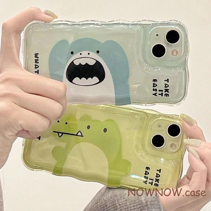 เคสโทรศัพท์มือถือ แบบนิ่ม ลายการ์ตูนสัตว์ ฉลาม และจระเข้น่ารัก สําหรับ iPhone 15 14 13 12 11 Pro MAX X XR XS MAX 7 8 Plus