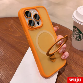 WUJU เคสโทรศัพท์มือถือแบบแข็ง ผิวด้าน ผิวด้าน ผิวด้าน พร้อมแหวนแม่เหล็ก และที่ชาร์จไร้สาย ป้องกันเลนส์กล้อง หรูหรา สําหรับ iPhone 17 16 11 12 13 14 15 Pro Max Plus Air