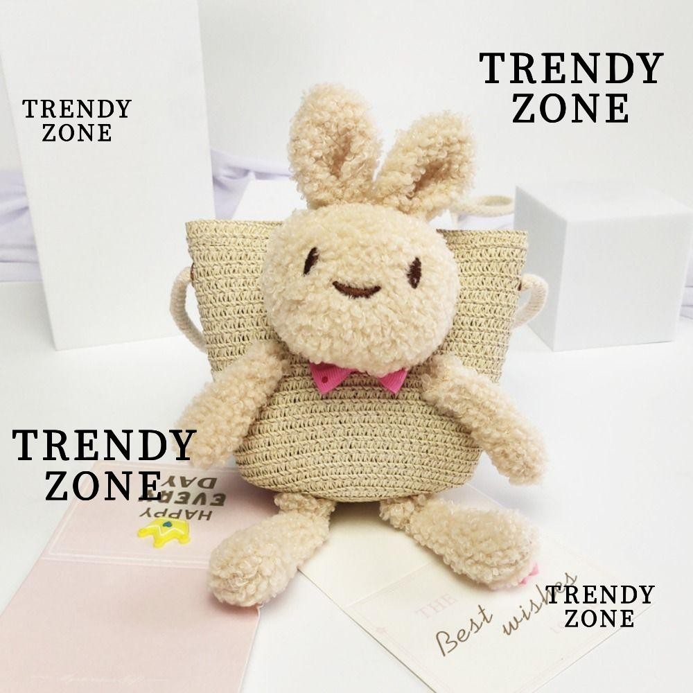 Trendyzone กระเป๋าใส่เหรียญ แบบสาน แฮนด์เมด ลายการ์ตูนกระต่าย เหมาะกับฤดูร้อน สําหรับเด็ก