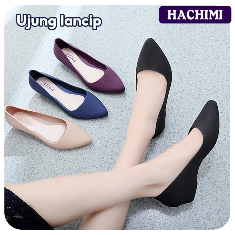 Hachimi Rubber Wedge Shoes Anti-Slip Plain High Heel Loafer