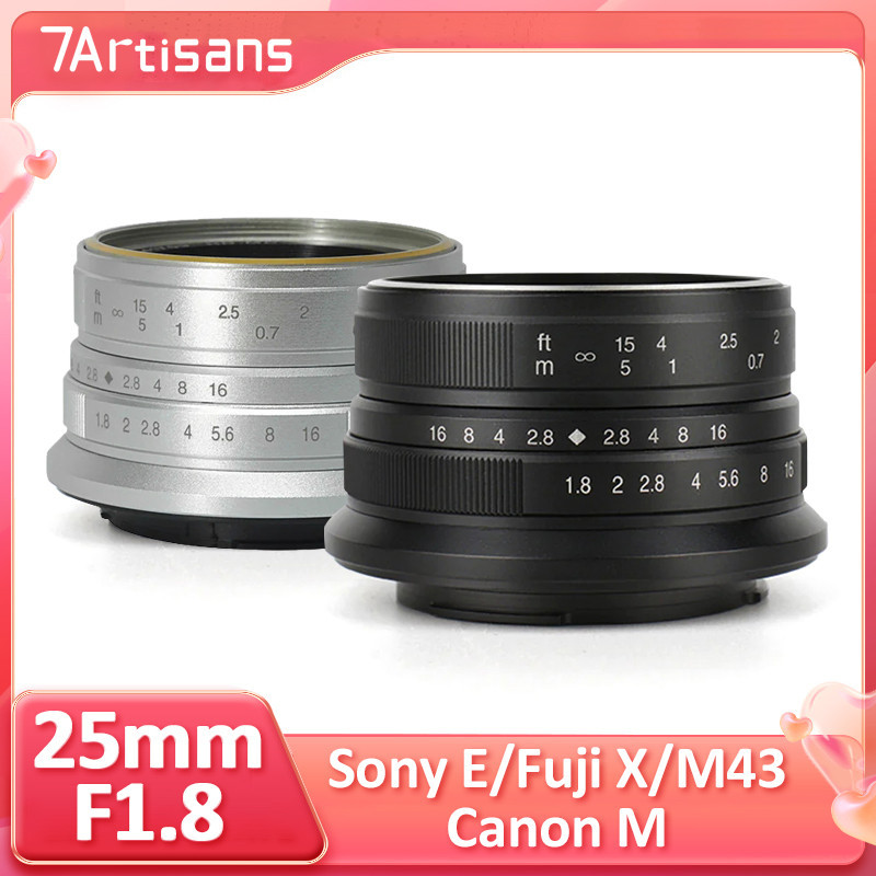 7artisans 25mm F1.8 APS-C กรอบรูรับแสงขนาดใหญ่มุมกว้าง Prime MF เลนส์สําหรับ Sony E Zev-10 XZM M43 M