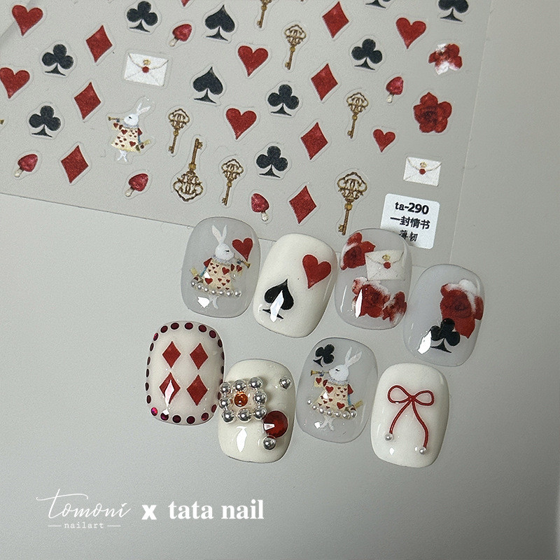 [Meow.Sensei] สติกเกอร์ตกแต่งเล็บ ลาย Tomoni Brand tata Cooperation Style TA290 สีน้ํา สไตล์ญี่ปุ่นย้อนยุค
