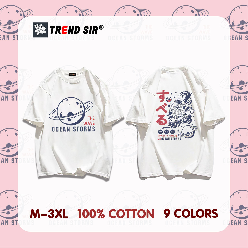 TrendSir New เสื้อยืดเกาหลี เสื้อยืดไซส์ใหญ่ ลายพิมพ์นักบินอวกาศ 100% cotton M-3XL