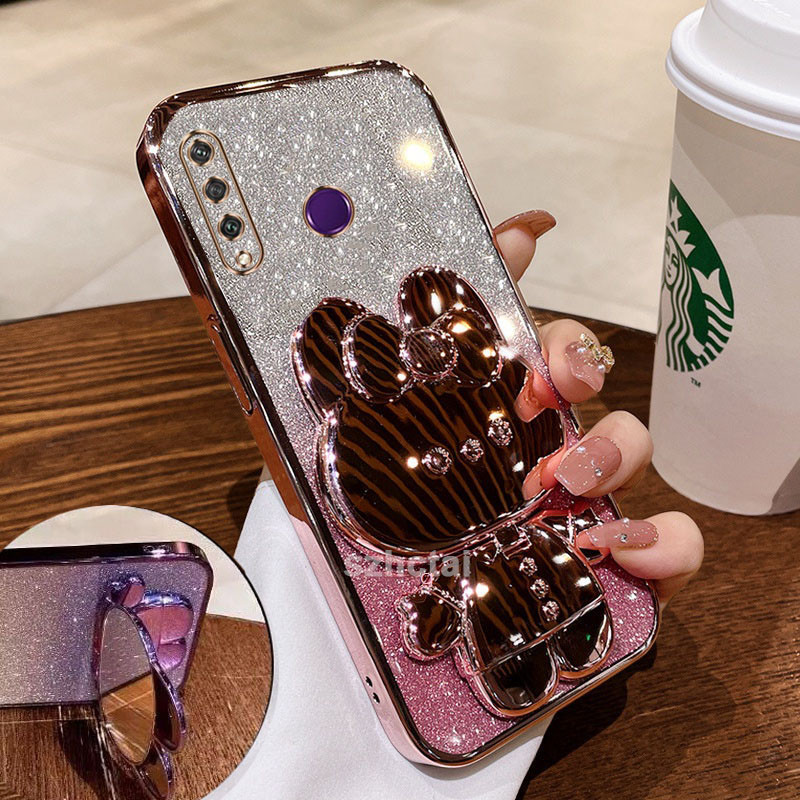 เคสโทรศัพท์ huawei y6p y9 prime 2019 y9s เคสกระจก ขอบตรง ลายกระต่ายน่ารัก สําหรับ huawei y6p y9 prim