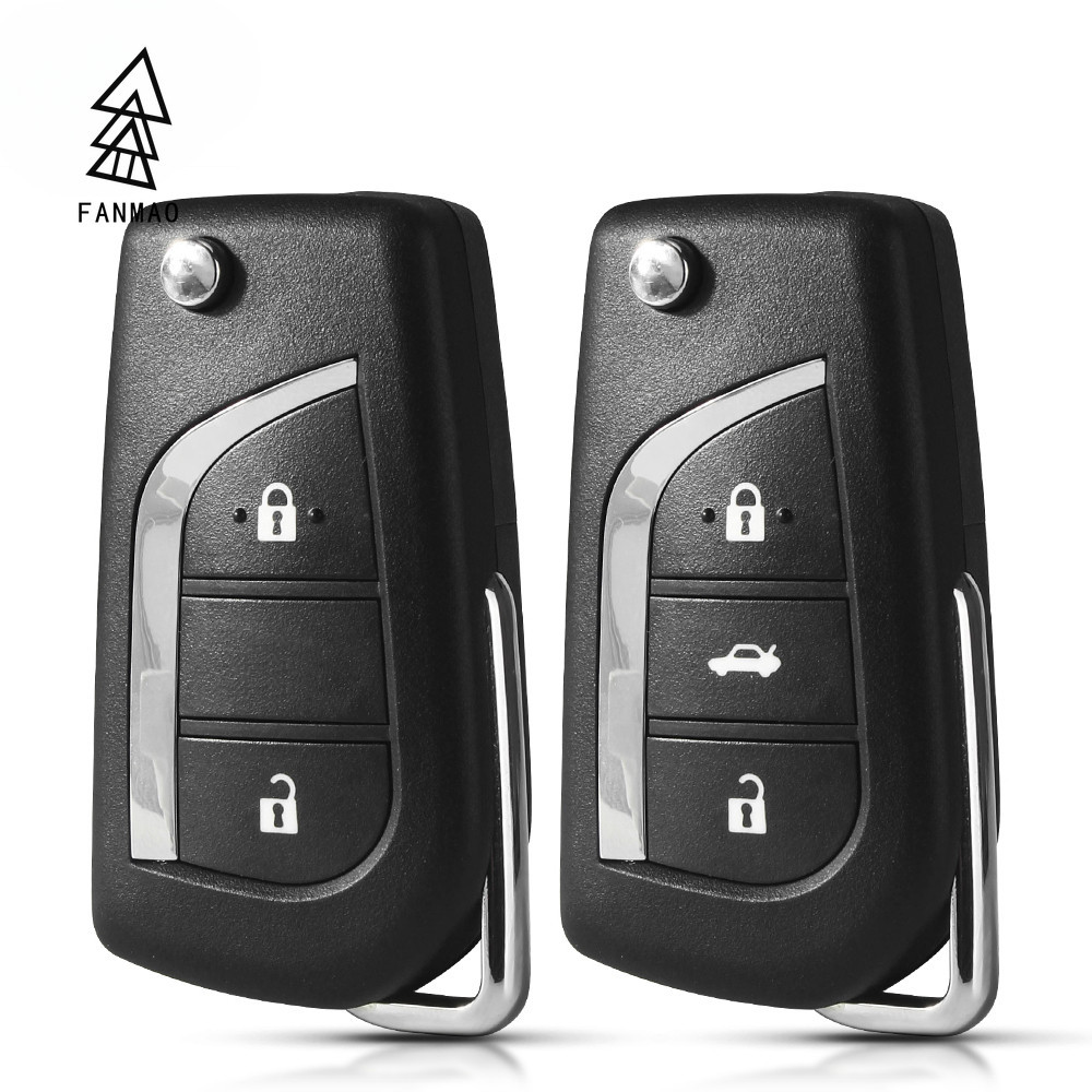 Fanmao เคสรีโมตกุญแจรถยนต์ แบบพับได้ 3 ปุ่ม สําหรับ Toyota Levin Camry Reiz Highlander Corolla Toy43 2