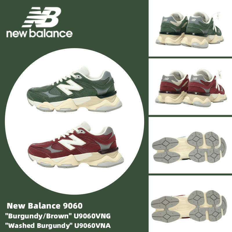 New Balance 9060 "Burgundy/Brown" U9060VNG "Washed Burgundy" U9060VNA รองเท้าผ้าใบลําลอง