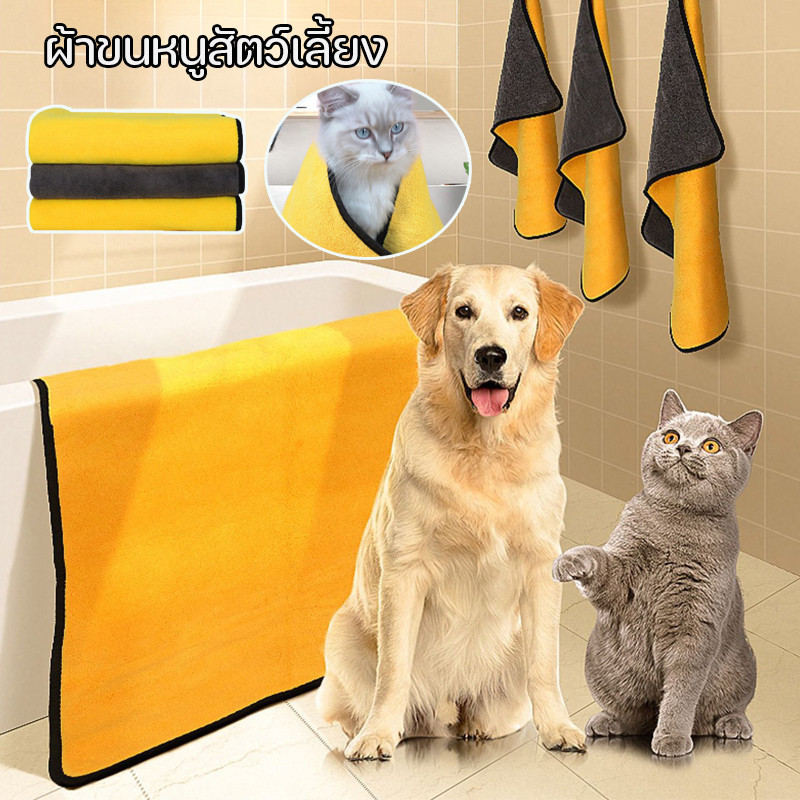 พร้อมส่ง ผ้าขนหนูสัตว์เลี้ยง เช็ดขนแมว เช็ดขนสุนัข ผ้าไมโครไฟเบอร์ ซึมซับน้ำ แห้งเร็ว นุ่มและไม่เป็นขุย