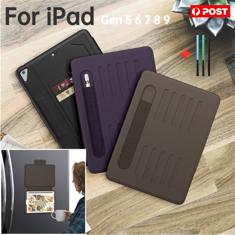 เคสแท็บเล็ตหนัง กันกระแทก พร้อมขาตั้งแม่เหล็ก สําหรับ iPad Air 2 3 Pro 9.7 นิ้ว 10.5 นิ้ว Gen 10 5 6 7 8 9 10.2 นิ้ว 10.9 นิ้ว 2017 2018 2019 2020 2022