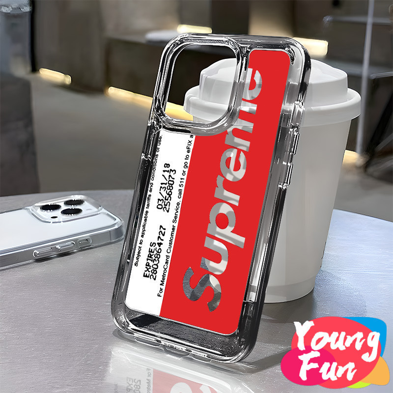 สําหรับ IPhone supreme แบรนด์เก๋ ถุงลมนิรภัย 14 13 12 11 Pro Max8 7 Plus X XR XS 6 6S Se 2020เคสโทรศัพท์มือถือแบบนิ่ม TPU ใส