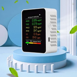 ราคาถูก สต๊อกจำกัด 🚚6 In 1 เครื่องตรวจจับคุณภาพอากาศ PM2.5 PM10 HCHO TVOC CO CO2 CO คาร์บอนไดออกไซด์ ฟอร์มาลดีไฮด์ หน้าจอ LCD ขนาดใหญ่ แบบพกพา สําหรับบ้าน สํานักงาน โรงแรม เดสก์ท็อป