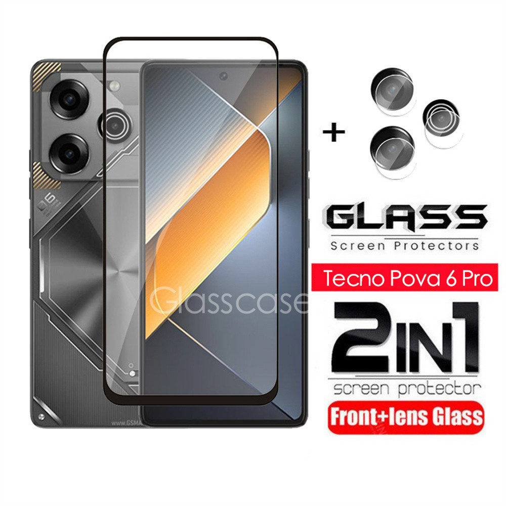 2 in 1 ป้องกันหน้าจอกระจกนิรภัยฟิล์มสําหรับ Tecno Pova 7 6 pro neo 6pro 6neo Pova7 7Ultra Pova6pro P