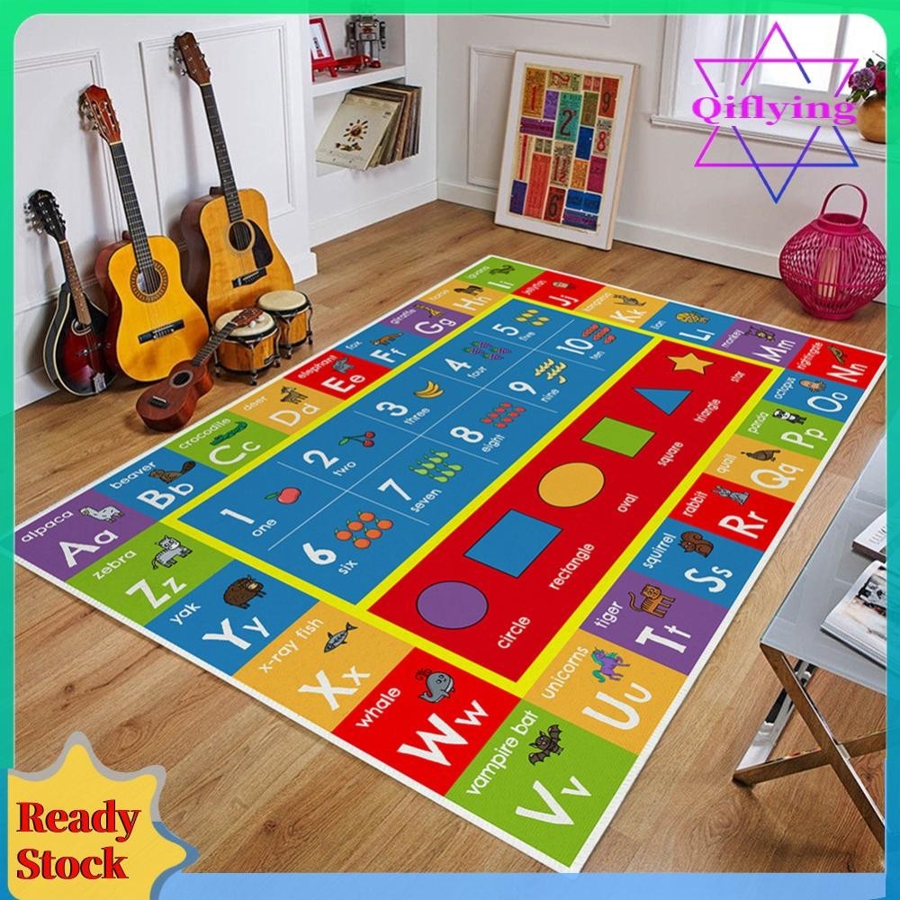 【QIF】พรมปูพื้น ลายตัวอักษร ตัวเลข ABC กันลื่น เพื่อการเรียนรู้ สําหรับเด็กวัยหัดเดิน