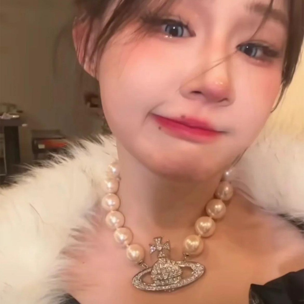 Jinjing สร้อยคอโชคเกอร์ ประดับมุก ขนาดใหญ่ สําหรับผู้หญิง