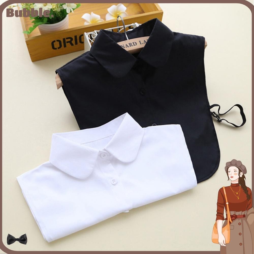 Bubble ปกเสื้อเชิ้ตปลอม สีพื้น สไตล์วินเทจ สําหรับผู้หญิง