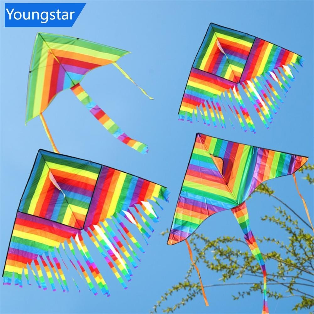 [ForeverYoung] ว่าวไนล่อน หางยาว สีรุ้ง หลากสี ของเล่นสําหรับเด็ก O7W2