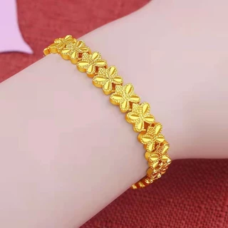 สร้อยข้อมือ ชุบทอง 24K จี้รูปดอกไม้ เหมาะกับของขวัญ สําหรับผู้หญิง กำไลทอง กำไลข้อมือ กําไล ข้อมือ