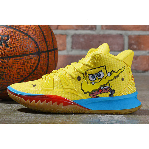 ใหม่ SpongeBob SquarePants X Nike Kyrie 7 "SpongeBob" Opti รองเท้ากีฬา รองเท้าบาสเก็ตบอล ข้อสั้น สีเหลือง