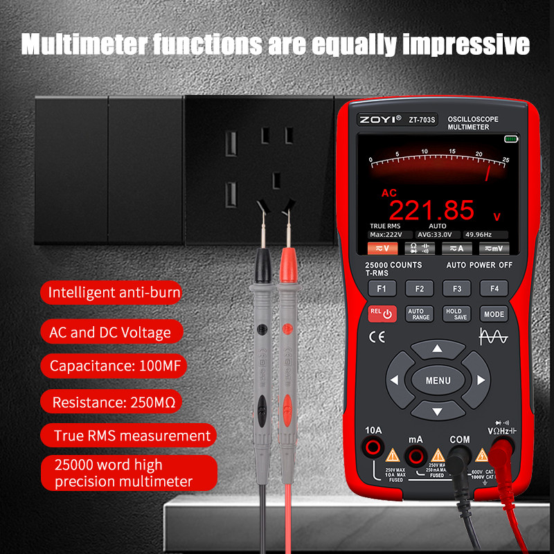 Zoyi Digital Oscilloscope มัลติมิเตอร์เครื่องทดสอบทรานซิสเตอร์ 50MHz Bandwidth 280MS Sampling Rate ราคา ถูกที่สุด ดีลบีเคเค แกลเลอรีภาพที่ 5