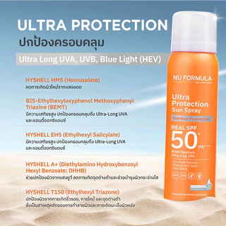 Nu Formula Ultra Protection Sun Spray Real SPF50+ PA++++ 100ml นูฟอร์มูล่า สเปรย์กันแดดกลางแจ้ง.