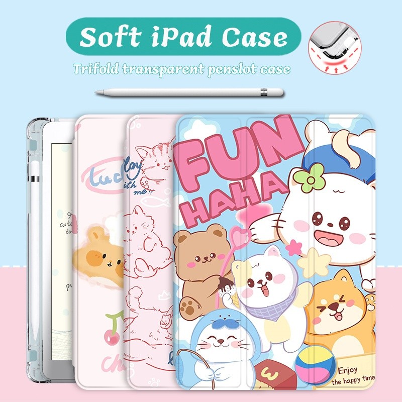 เคส Ipad\ เคสสามพับพร้อมช่องเสียบปากกา Air 11 2024 M2 M4 iPad 12.9 นิ้ว Pro13 เคส iPad Air 5 เคส iPa