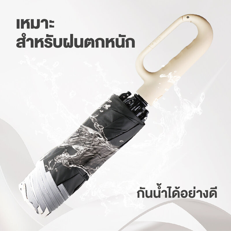 Konvy Automatic Reverse Folding Umbrella คอนวี่ ร่มพับกลับด้าน แบบกางอัตโนมัติ (Beige/Blue) รูปที่ 5