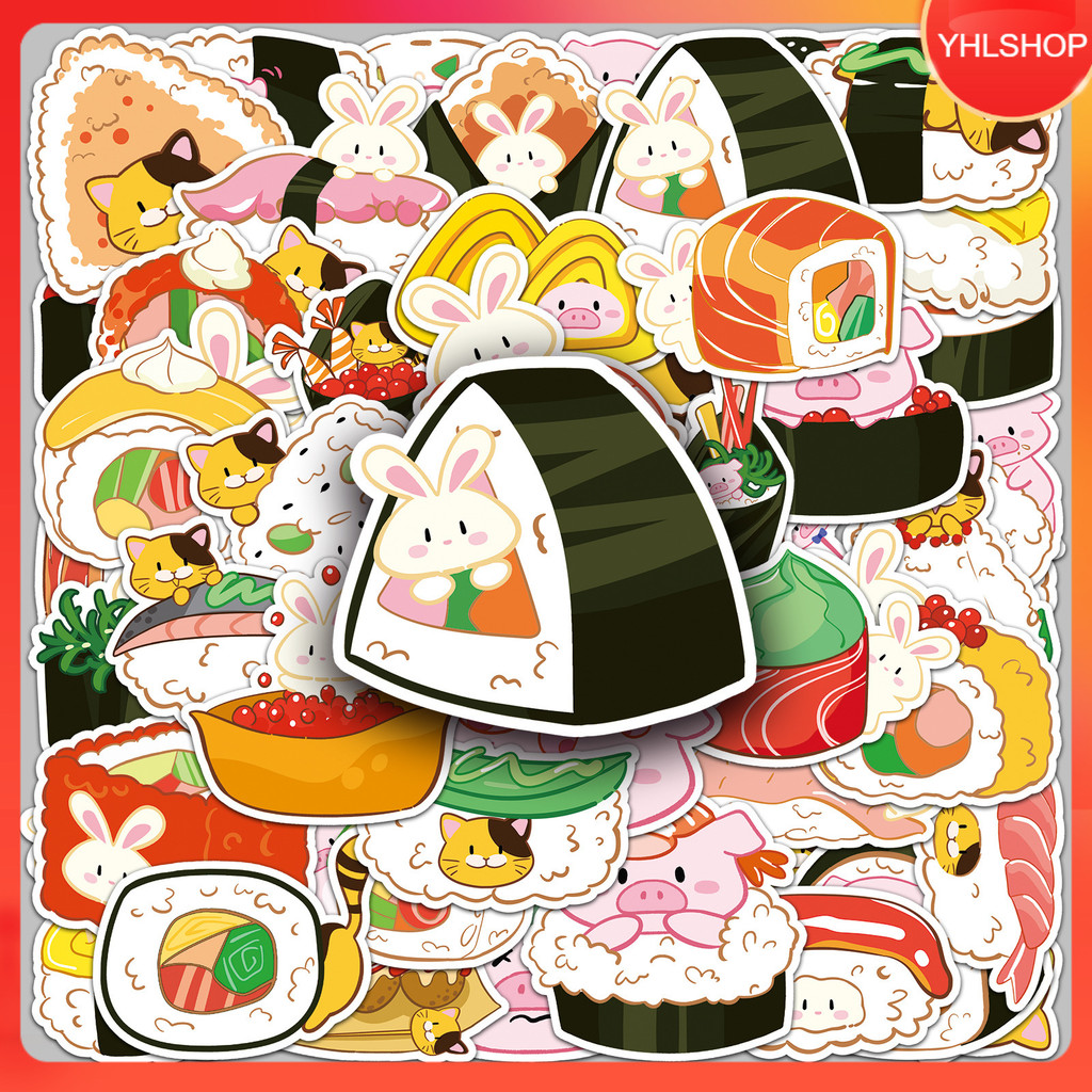 🎭พร้อมส่ง🎭 50แบบ Sticker ซูชิ ข้าวปั้น อาหารญี่ปุ่น Cartoon sushi Onigiri japanese food
