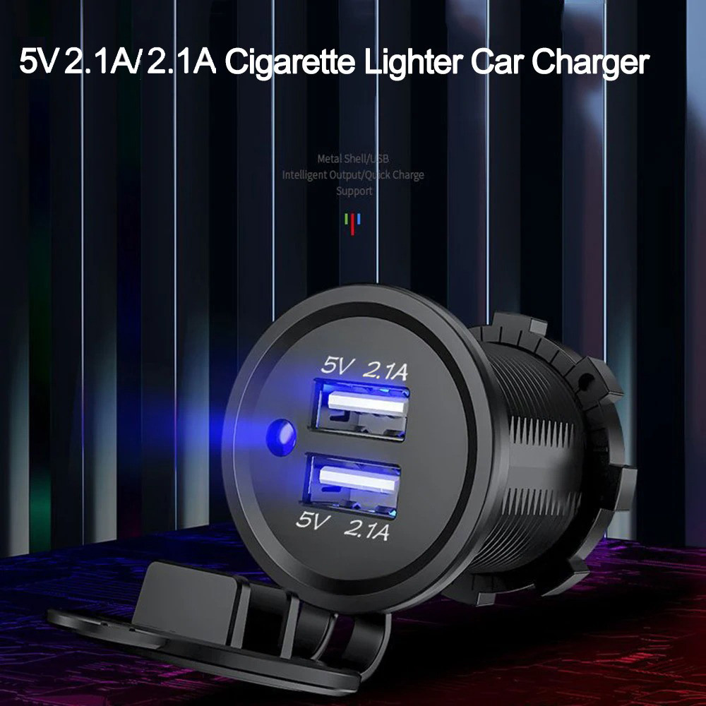 Universal ไฟแช็ก Car Charger USB รถ DC12V-32V กันน้ํา Dual USB Charger 2 พอร์ตซ็อกเก็ต 5V 2.1A/2.1A