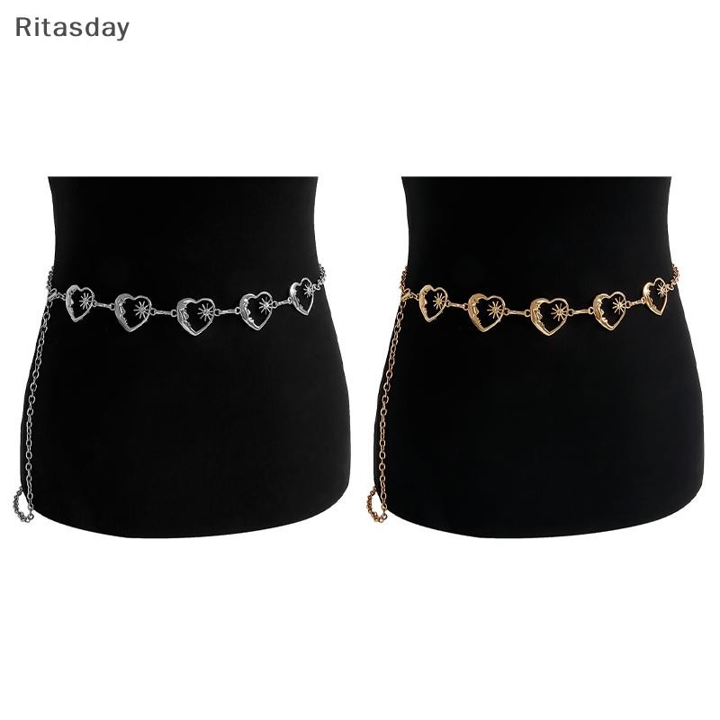 Ritasday Harajuku Punk Moon เข็มขัดโลหะผู้หญิง Vintage Punk Gothic Moon Sun เอวสูงเข็มขัดจี้เข็มขัดหญิงใหม่