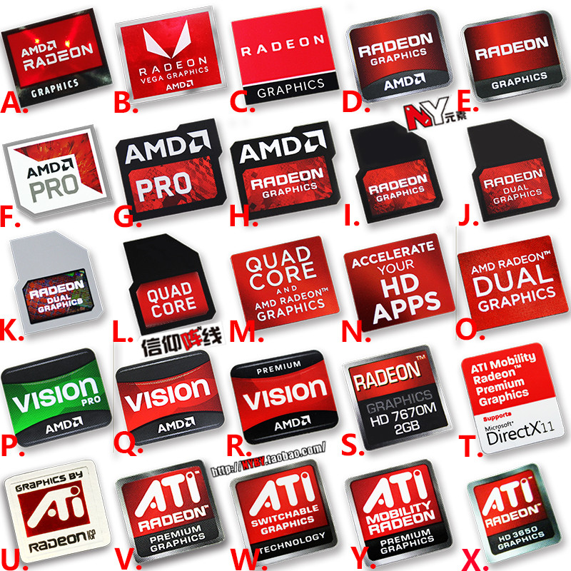 สติ๊กเกอร์ AMD ATI กราฟิกการ์ดแล็ปท็อปโฮสต์ Radeon LOGO สติ๊กเกอร์ฉลากโลโก้
