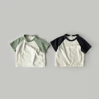 เสื้อยืดเด็กหน้าร้อนสไตล์เกาหลี แบบบางเสื้อเชิ้ตแขนสั้นพื้นสําหรับทั้งเด็กทารกชายและหญิง เสื้อท็อปคอกลมครึ่งแขนสําหรับเด็กทารก