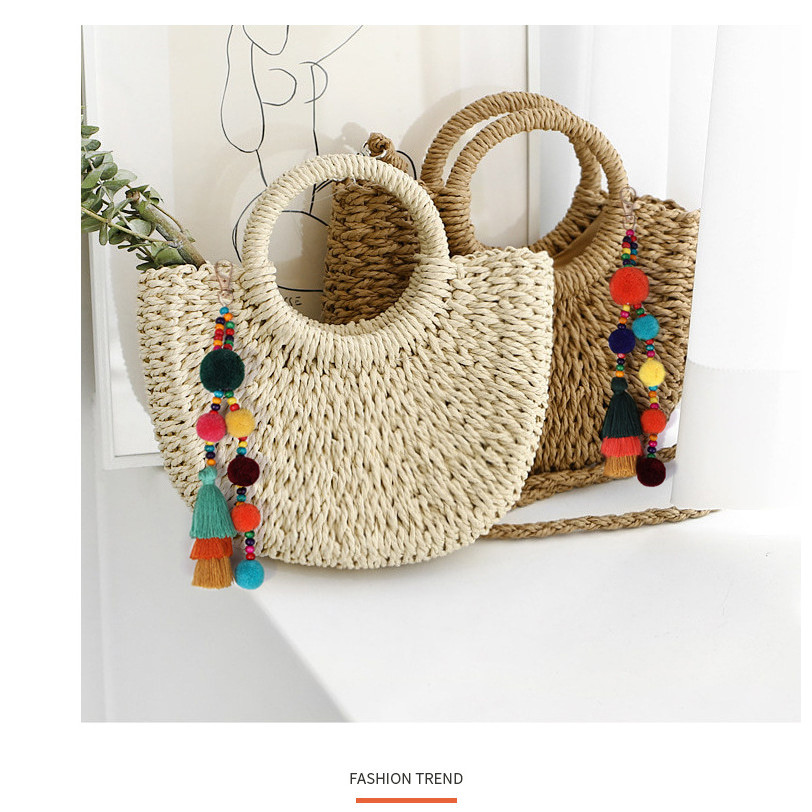 Boho สไตล์ลูกผมพู่พวงกุญแจฤดูร้อน Beach Shell พวงกุญแจสีสันสดใส Pompom พวงกุญแจสําหรับผู้หญิงกระเป๋าจี้แขวน ราคา ถูกที่สุด ดีลบีเคเค แกลเลอรีภาพที่ 8