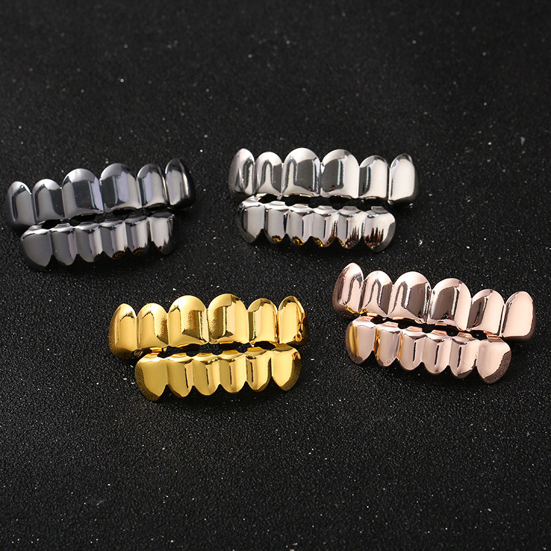 Gold Plated ฟัน grillz Hip Hop Rap ผู้ชายผู้หญิงเครื่องประดับทอง