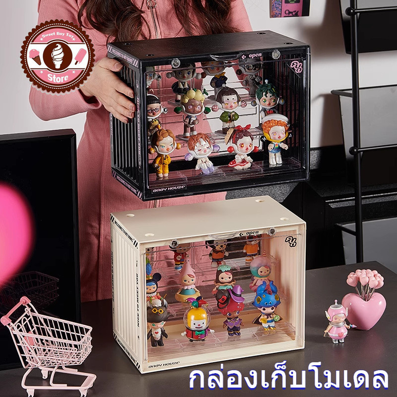 กล่องอะคริลิค 3 ชั้น กล่องโชว์โมเดล พร้อมฝาเปิดด้านหน้า กล่องใส กันฝุ่น กล่องโชว์