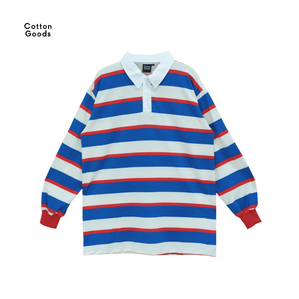 Cotton Goods Long T-Shirt Striped Rugby Twill Spandex Striped Longsleeve