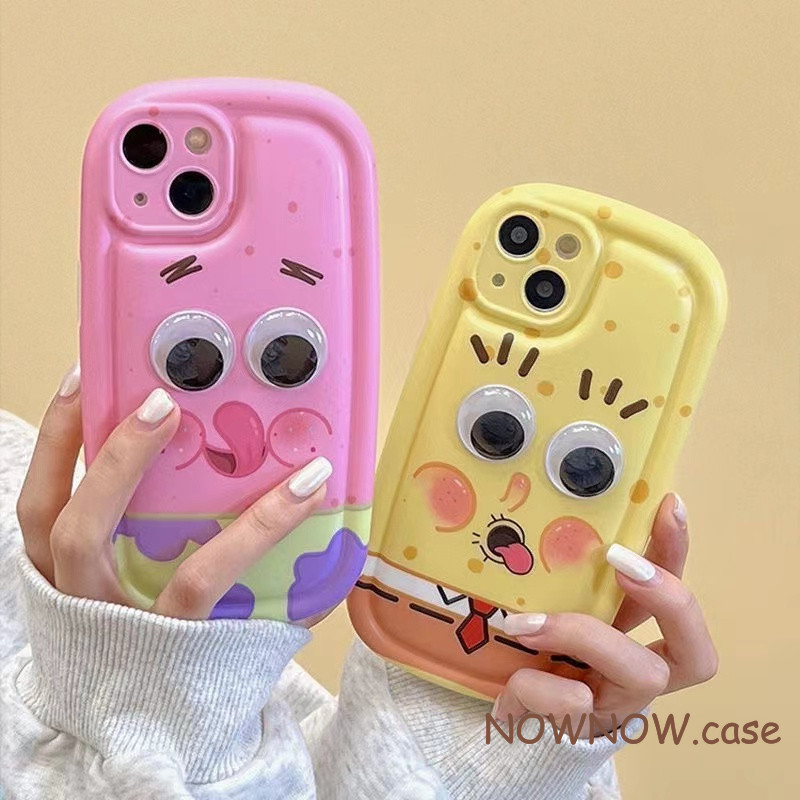 เคสโทรศัพท์มือถือแบบนิ่ม กันกระแทก ลายการ์ตูนสพันจ์บ็อบ สแควร์แพนท์ ตลก 3D หมุนได้ สําหรับ iPhone 15 14 13 12 11 Pro MAX X XR XS MAX 7 8 Plus