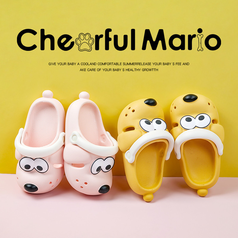 Cheerful Mario รองเท้าแตะ กันลื่น แบบนิ่ม รูปลูกสุนัขตาโตน่ารัก สําหรับเด็กผู้ชาย และเด็กผู้หญิง