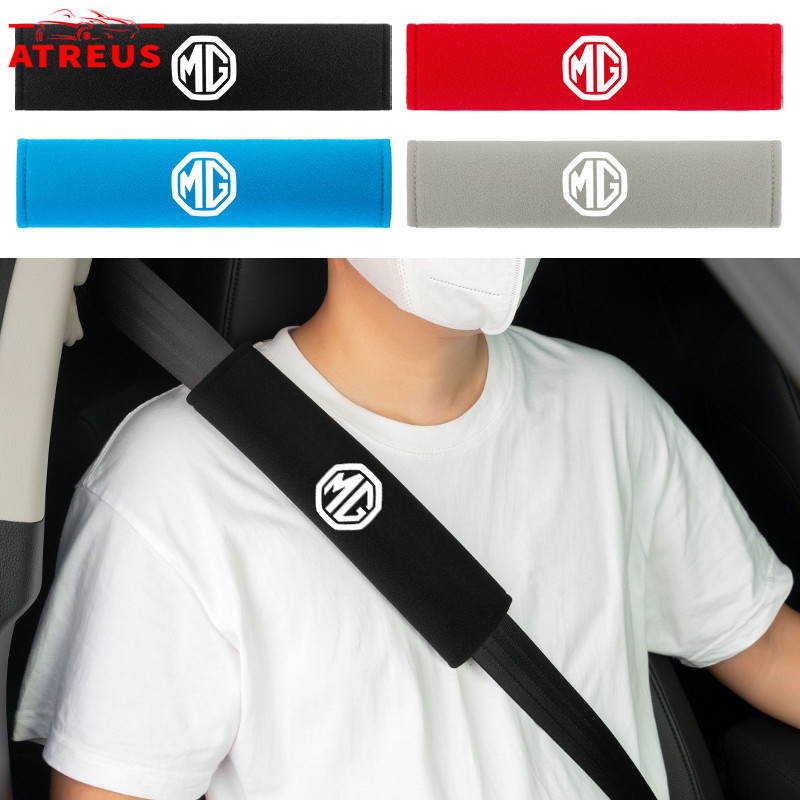 2ชิ้น MG ปลอกหุ้มเข็มขัดนิรภัยรถยนต์ ปลอกสวมหุ้ม สําหรับสายเข็มขัดนิรภัยในรถยนต์ ปลอกหุ้มสายเข็มขัดนิรภัย สำหรับ MG HS ZS EP MG5 MG3 MG4 EV 4 5 6 GM Mulan 2023 VS HEV