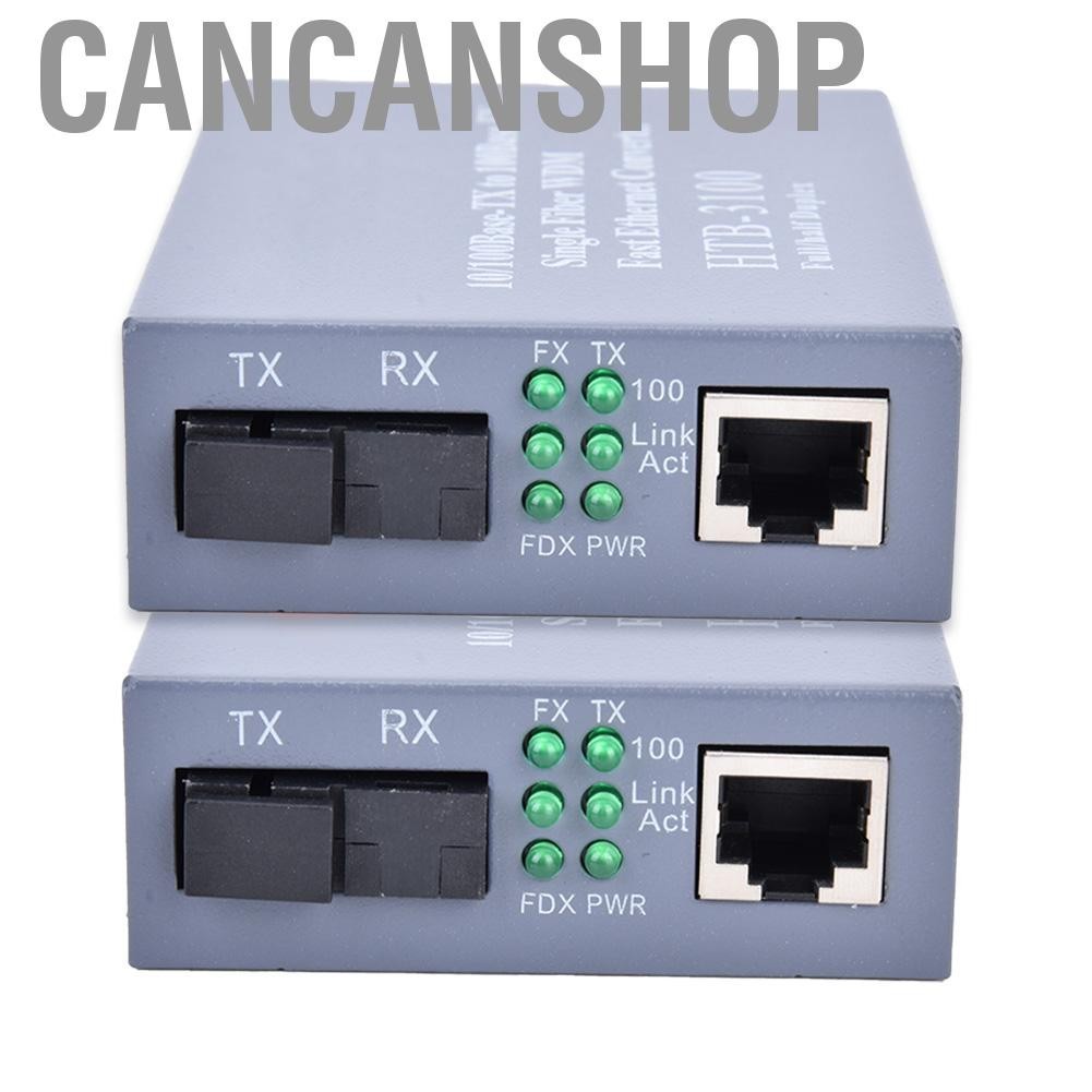 Cancanshop 2pcs Ethernet Fiber Media Converter Multimode Fast 25Km SC 10/100M