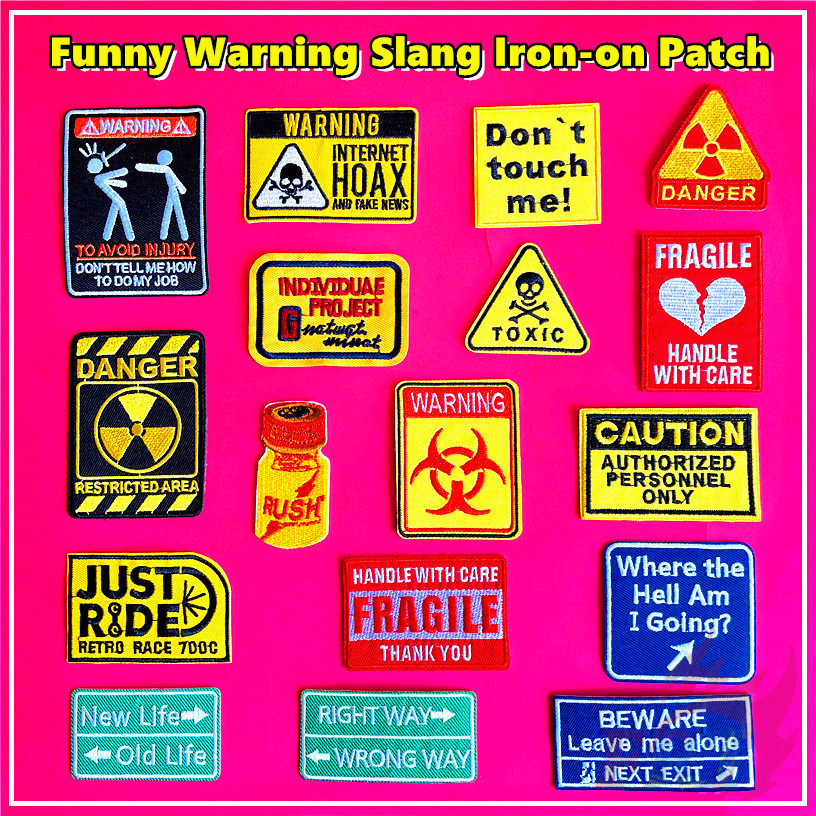 ☸ Funny Warning Slang Iron-on Patches ☸ 1Pc DIY Embroidery Iron on Sew on Badges Patch