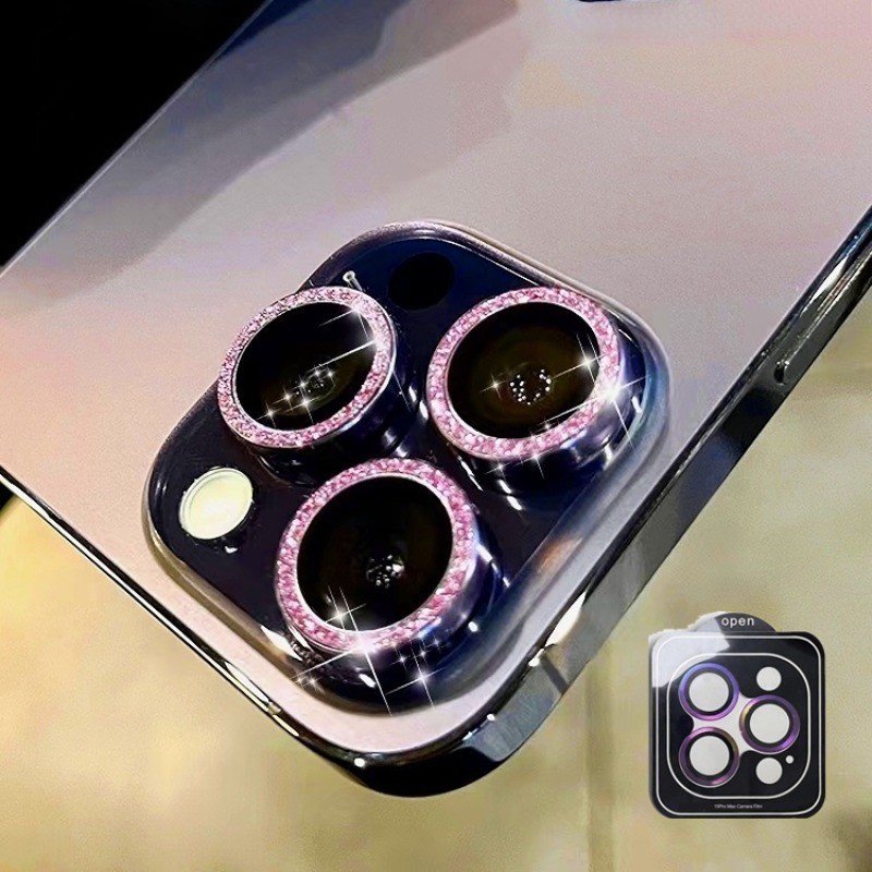 ใหม่ Colorul ฟิล์มกระจกนิรภัย กันรอยเลนส์กล้อง ประดับกลิตเตอร์ สําหรับ iPhone 15 11 12 13 14 Pro Ma