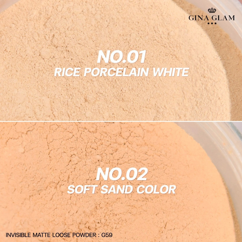 จีน่า แกรม แป้งฝุ่น แมท บางเบา คุมมัน 5.5g G59 Gina Glam Matte Invisible Matte Loose Powder - รูปที่ 3