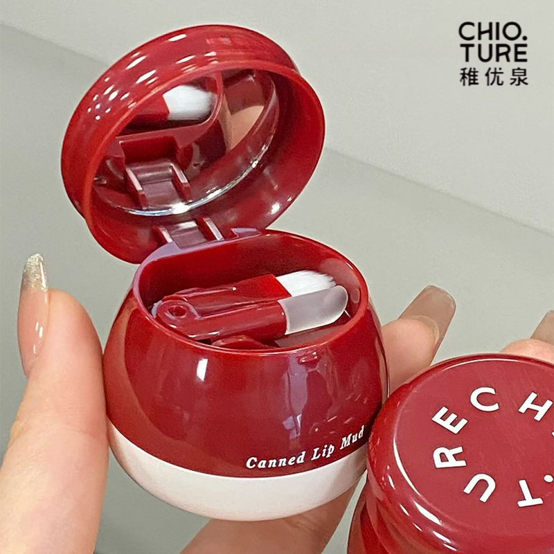 CHIOTURE โคลนริมฝีปาก โคลนริมฝีปากกระป๋อง ริมฝีปากและแก้มแบบใช้คู่ เคลือบริมฝีปากด้าน ลิปสติก บลัชออน