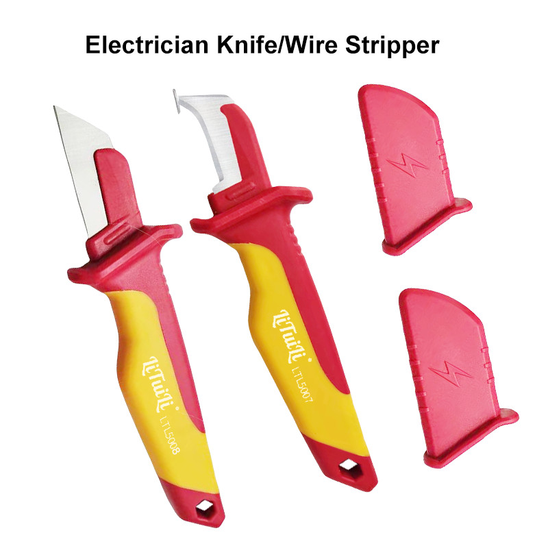 Lituili มีดช่างไฟฟ้า เครื่องปอกสายเคเบิลฉนวน Snips ตะขอโค้งตรง คีมปอกสายไฟลอกเครื่องมือมือ
