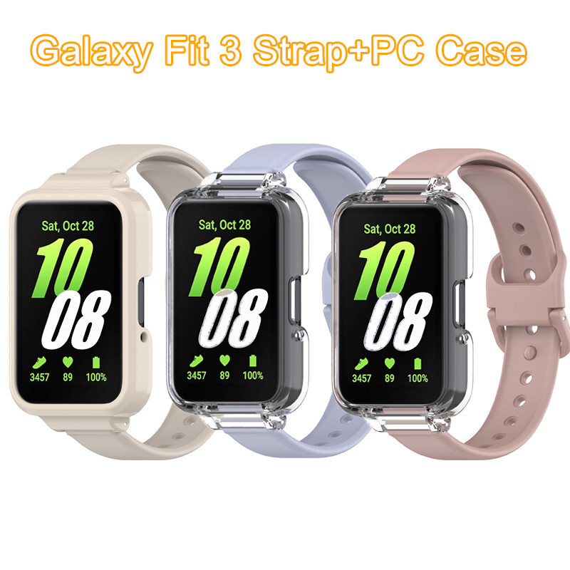 เคสกลวง + สายคล้องซิลิโคน สําหรับ Samsung Galaxy Fit 3 Smart Bracelet Watchband Galaxy Fit 3 อุปกรณ์เสริมสายรัดข้อมือแบบสมาร์ท