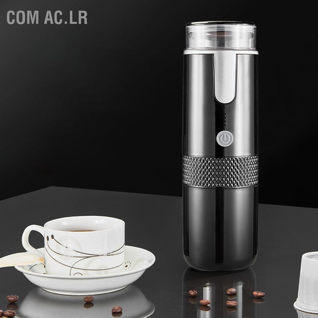 Com Ac.lr เครื่องชงกาแฟแบบพกพาไร้สายแบบพกพาเครื่องชงกาแฟไฟฟ้าแคปซูลกาแฟผงอเนกประสงค์ Bright Black