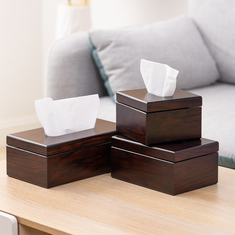 Wood Tissue Box กล่องทิชชู่ไม้ สไตล์เรโทร กล่องเก็บกระดาษทิชชู่ ตกแต่งห้องนั่งเล่น โต๊ะข้างโซฟา